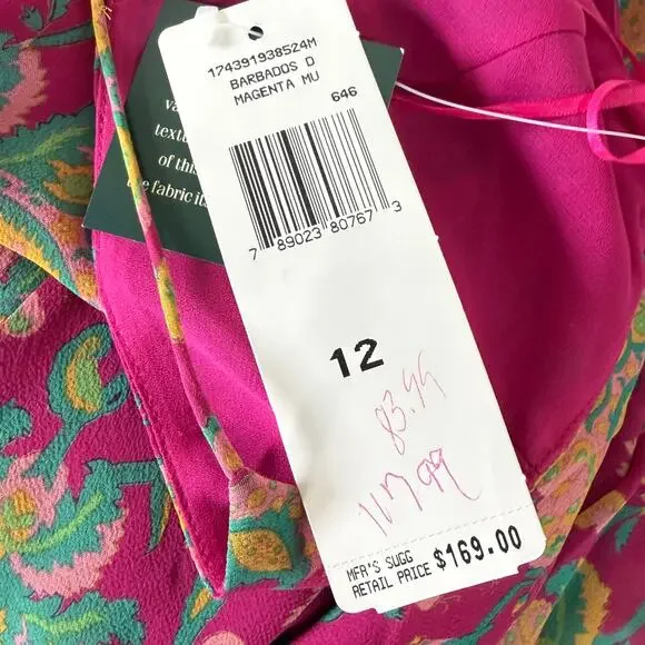 90s Y2k Lauren Ralph LRL Silk Ruffle Dress NWT Fairy Boho Whimsy Hippie L 12 - Picture 5 of 8